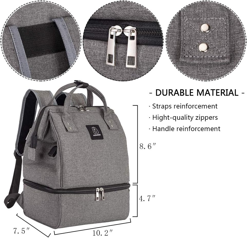 DiaperBreast Pump Backpack - Cooler and Moistureproof Bag Double Layer for Mother Outdoor Working Backpack with USB Charging Port, Large (Pink)