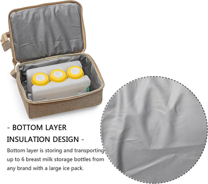 DiaperBreast Pump Backpack - Cooler and Moistureproof Bag Double Layer for Mother Outdoor Working Backpack with USB Charging Port, Large (Pink)