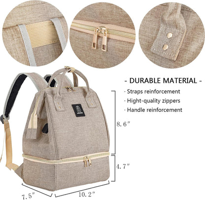 DiaperBreast Pump Backpack - Cooler and Moistureproof Bag Double Layer for Mother Outdoor Working Backpack with USB Charging Port, Large (Pink)