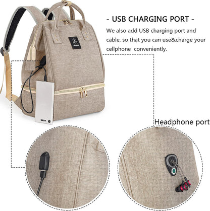 DiaperBreast Pump Backpack - Cooler and Moistureproof Bag Double Layer for Mother Outdoor Working Backpack with USB Charging Port, Large (Pink)
