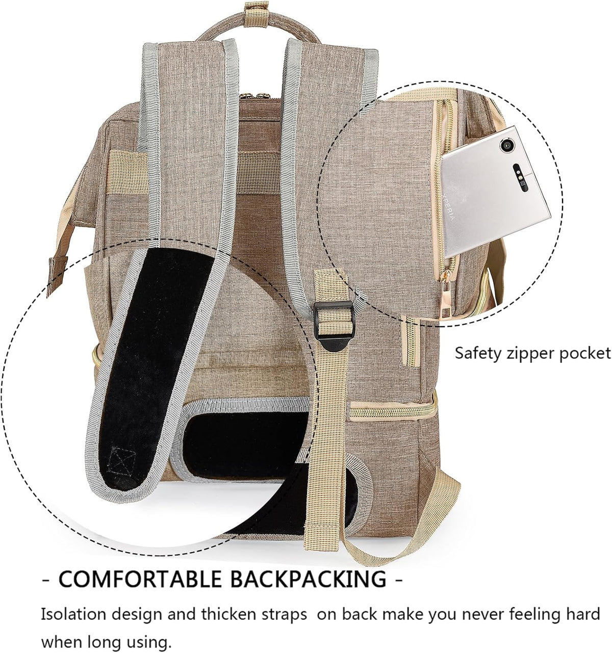 DiaperBreast Pump Backpack - Cooler and Moistureproof Bag Double Layer for Mother Outdoor Working Backpack with USB Charging Port, Large (Pink)