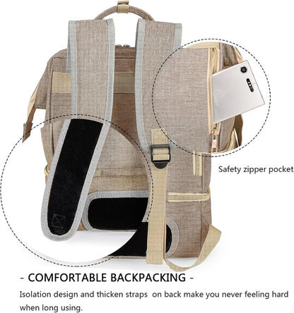DiaperBreast Pump Backpack - Cooler and Moistureproof Bag Double Layer for Mother Outdoor Working Backpack with USB Charging Port, Large (Pink)