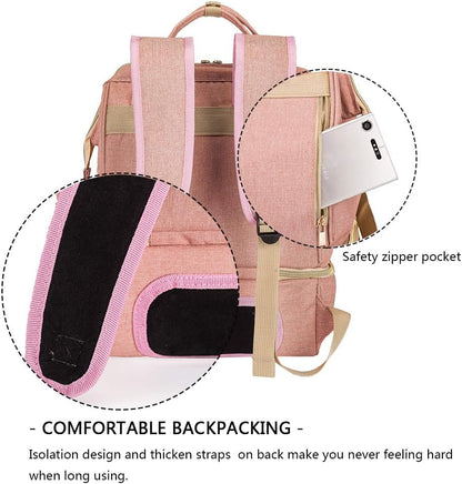 DiaperBreast Pump Backpack - Cooler and Moistureproof Bag Double Layer for Mother Outdoor Working Backpack with USB Charging Port, Large (Pink)