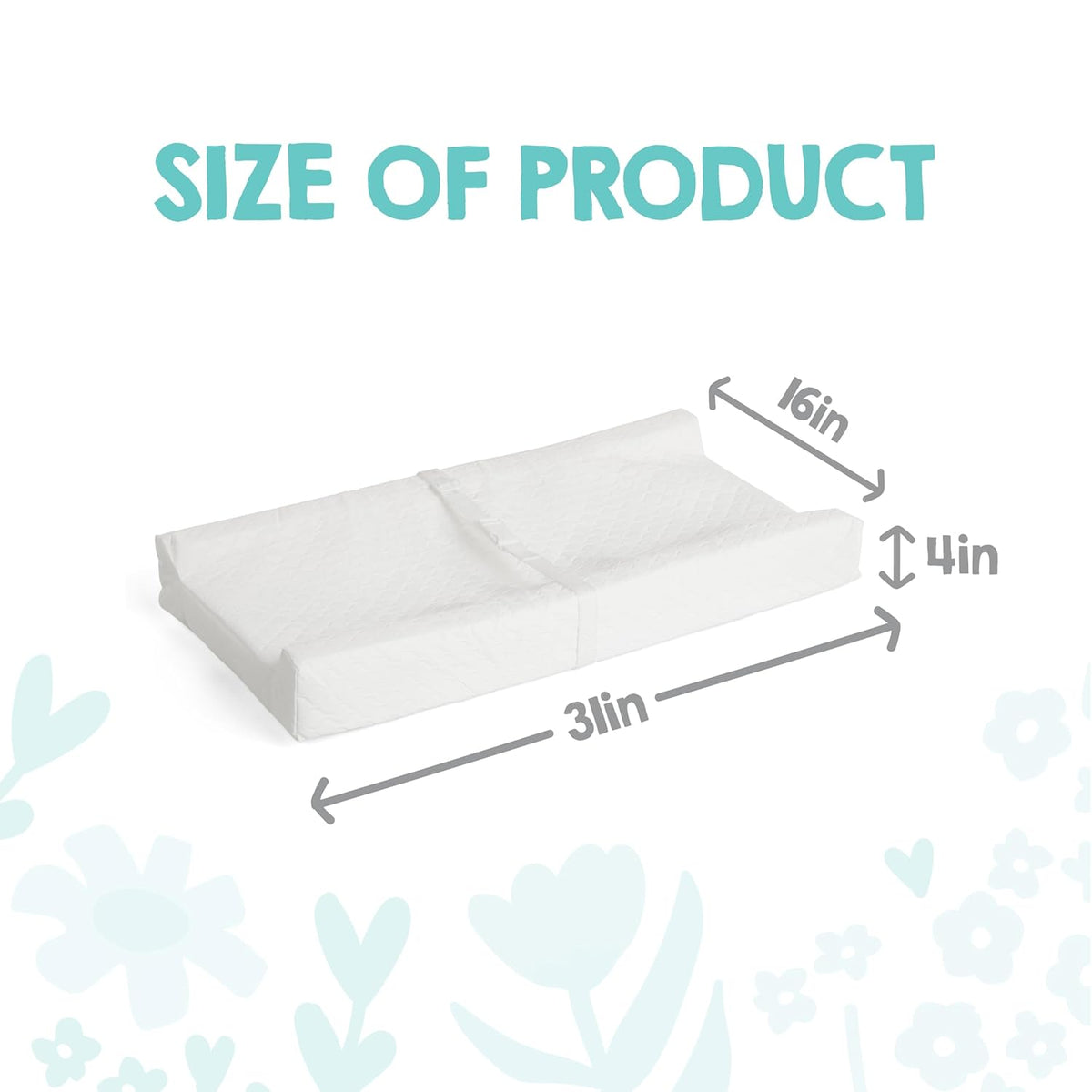 Baby Basics Changing Pad with Non-Slip Grip System, Waterproof Diaper Changing Pad for Dresser or Changing Table, Contoured Infant Changing Pad with Safety Strap, White