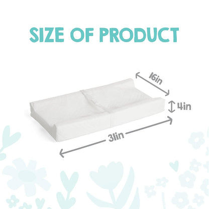 Baby Basics Changing Pad with Non-Slip Grip System, Waterproof Diaper Changing Pad for Dresser or Changing Table, Contoured Infant Changing Pad with Safety Strap, White
