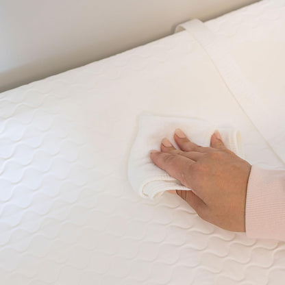 Baby Basics Changing Pad with Non-Slip Grip System, Waterproof Diaper Changing Pad for Dresser or Changing Table, Contoured Infant Changing Pad with Safety Strap, White