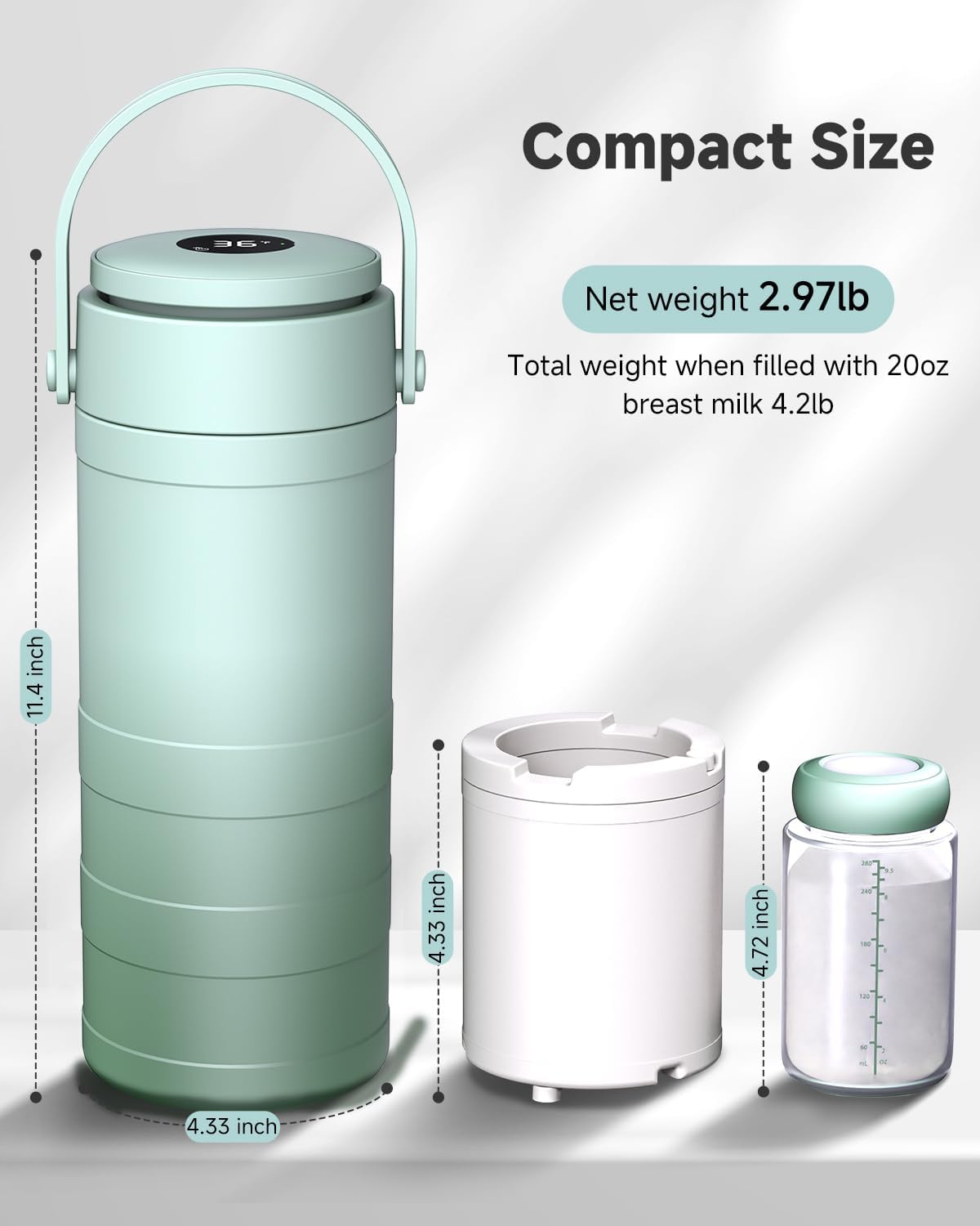 Portable Breast Milk Cooler with Temp Display, 20oz Breast Milk Cooler Travel Bag, 360° All-Round Breastfeeding Essentials Keeps Milk Fresh for 24 Hours, for Mom and Dad