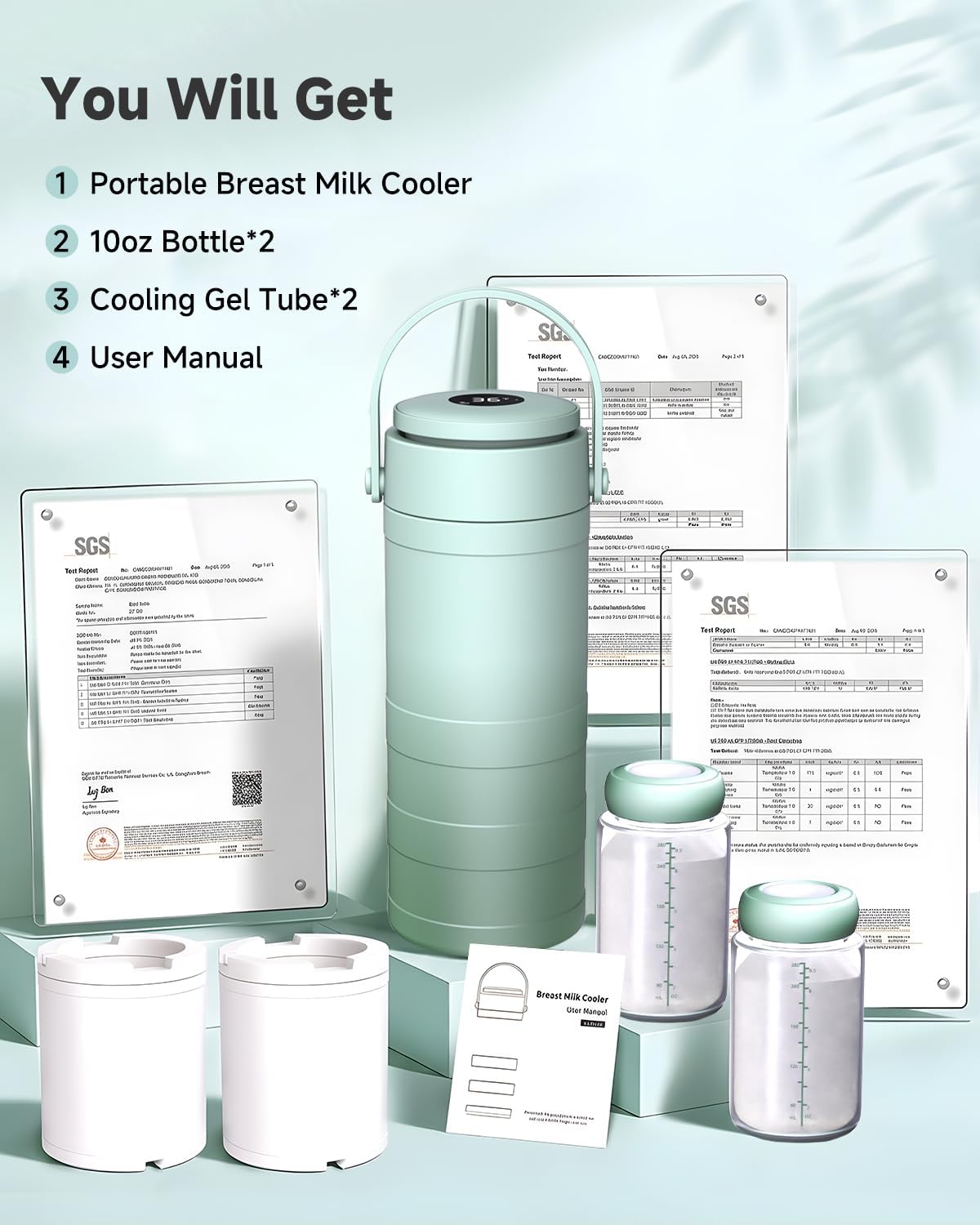 Portable Breast Milk Cooler with Temp Display, 20oz Breast Milk Cooler Travel Bag, 360° All-Round Breastfeeding Essentials Keeps Milk Fresh for 24 Hours, for Mom and Dad