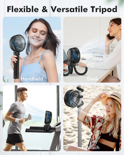 FRIZCOL Stroller Fan for Baby - Portable Fans Rechargeable - Battery Operated Fan(Use for 24Hrs) - Fan for Handheld/Clip On/Car Seat/Desk/Camping