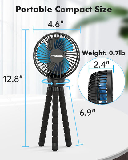 FRIZCOL Stroller Fan for Baby - Portable Fans Rechargeable - Battery Operated Fan(Use for 24Hrs) - Fan for Handheld/Clip On/Car Seat/Desk/Camping