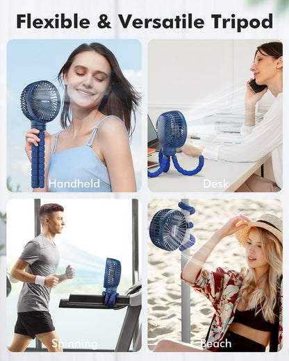 FRIZCOL Stroller Fan for Baby - Portable Fans Rechargeable - Battery Operated Fan(Use for 24Hrs) - Fan for Handheld/Clip On/Car Seat/Desk/Camping