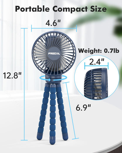 FRIZCOL Stroller Fan for Baby - Portable Fans Rechargeable - Battery Operated Fan(Use for 24Hrs) - Fan for Handheld/Clip On/Car Seat/Desk/Camping