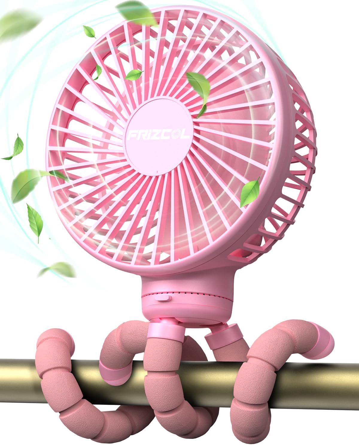 FRIZCOL Stroller Fan for Baby - Portable Fans Rechargeable - Battery Operated Fan(Use for 24Hrs) - Fan for Handheld/Clip On/Car Seat/Desk/Camping