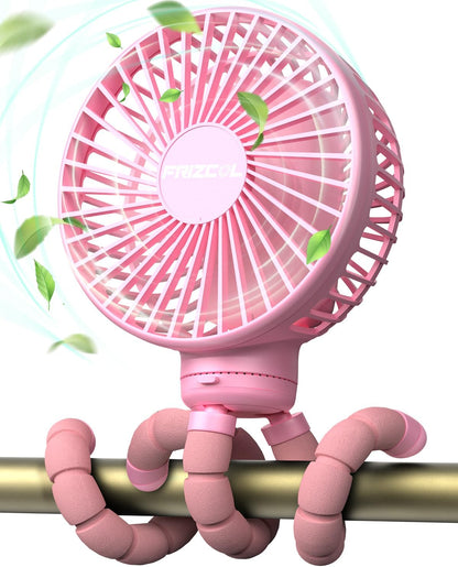 FRIZCOL Stroller Fan for Baby - Portable Fans Rechargeable - Battery Operated Fan(Use for 24Hrs) - Fan for Handheld/Clip On/Car Seat/Desk/Camping