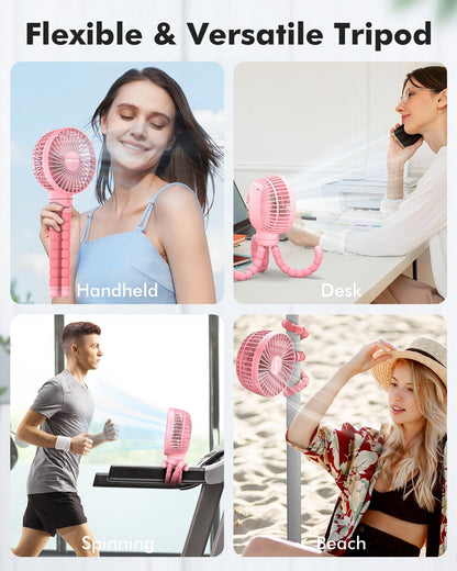 FRIZCOL Stroller Fan for Baby - Portable Fans Rechargeable - Battery Operated Fan(Use for 24Hrs) - Fan for Handheld/Clip On/Car Seat/Desk/Camping