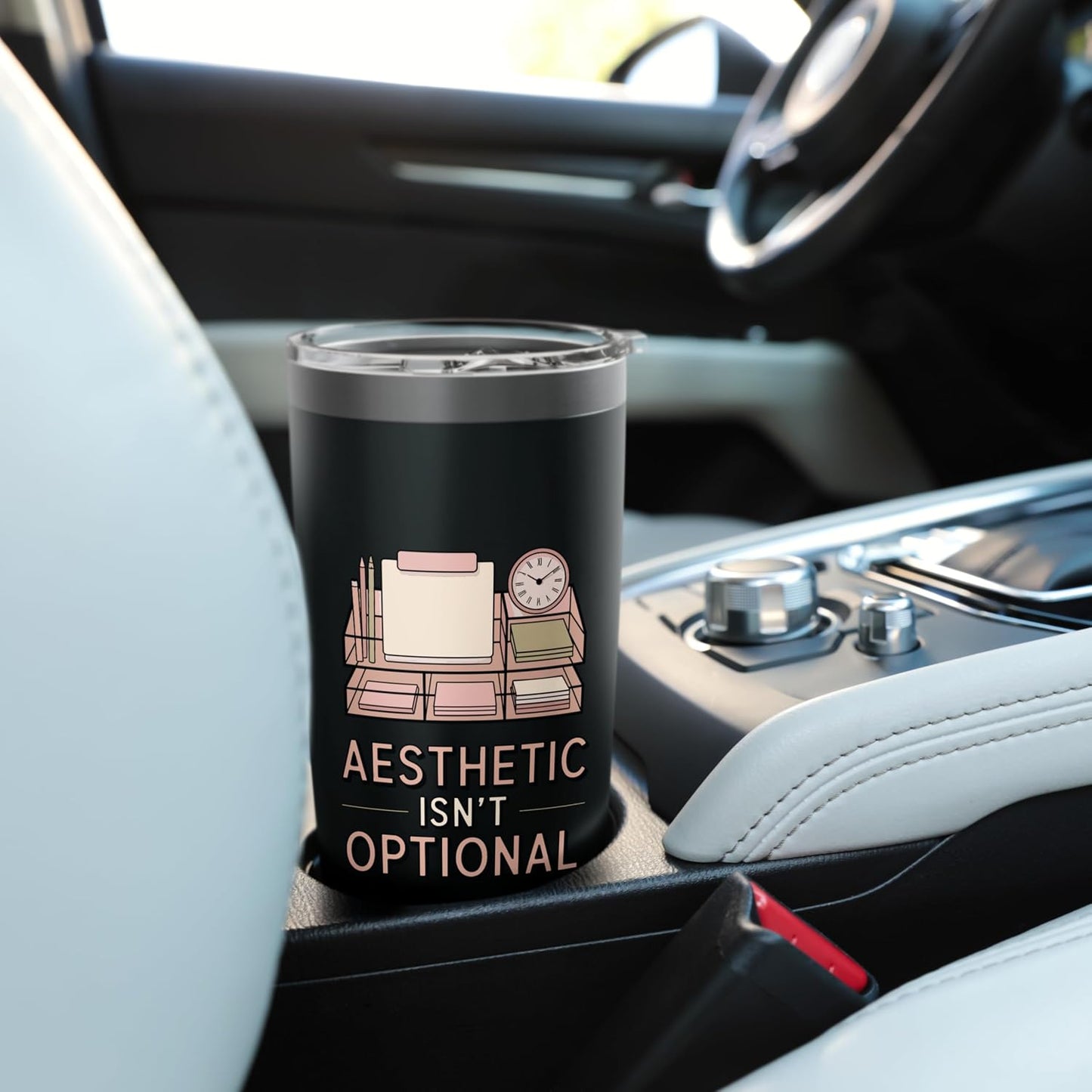 Aesthetic Isn't Optional Funny Desk Organizer Humor Stainless Steel Insulated Tumbler
