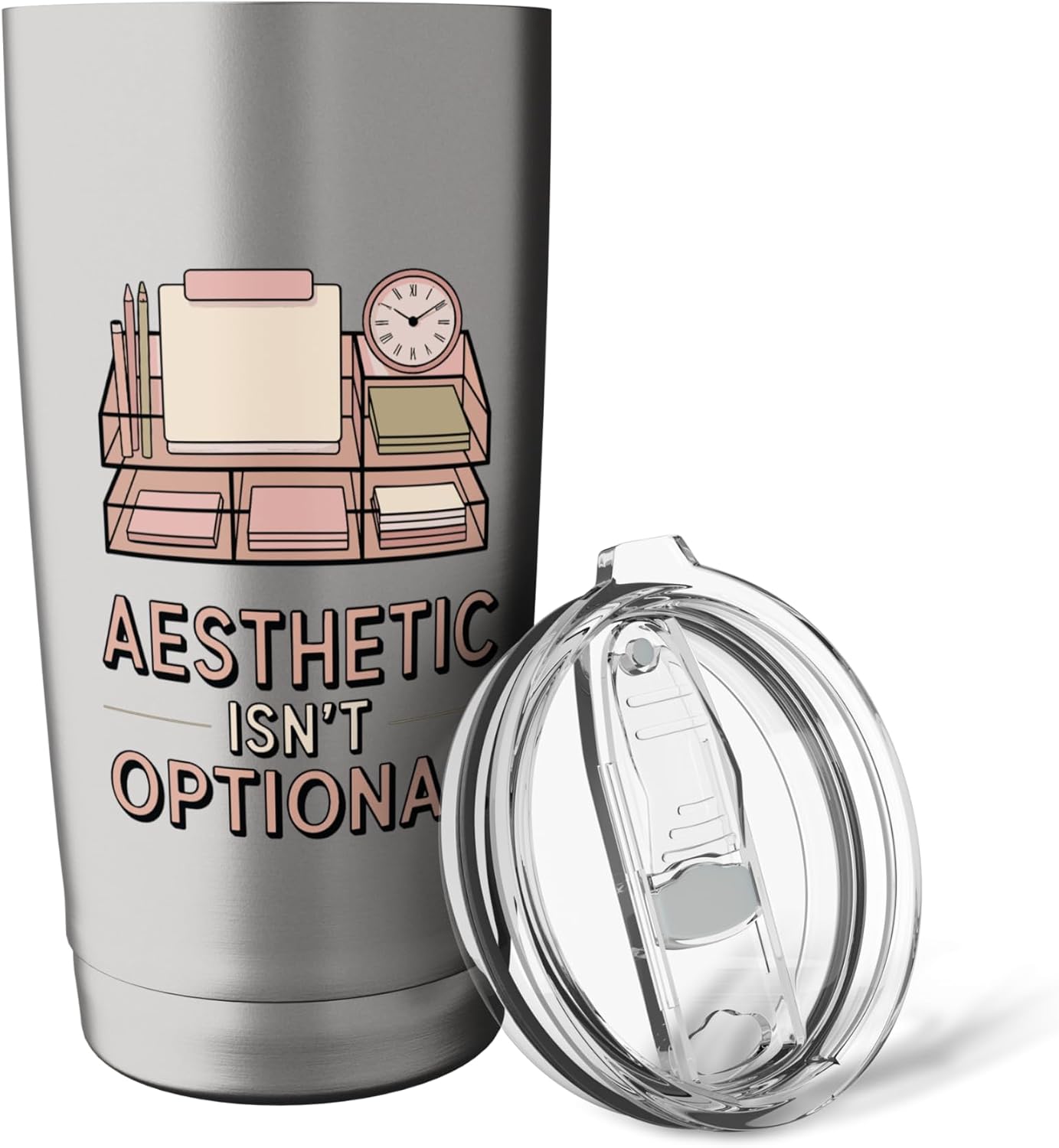 Aesthetic Isn't Optional Funny Desk Organizer Humor Stainless Steel Insulated Tumbler