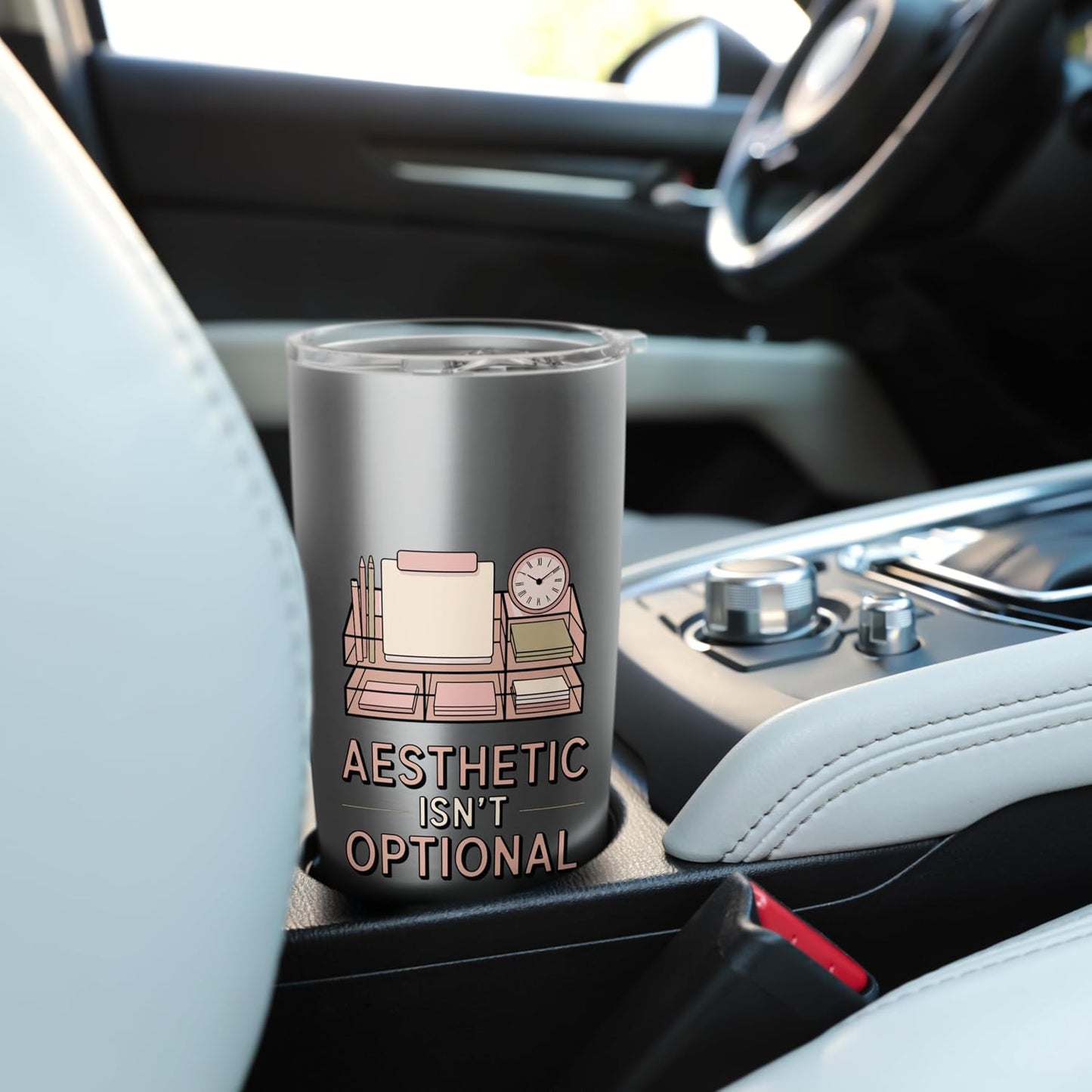 Aesthetic Isn't Optional Funny Desk Organizer Humor Stainless Steel Insulated Tumbler
