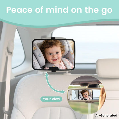 Baby Car Mirror Set, Rotating Shatterproof Mirror for Rear-Facing Babies
