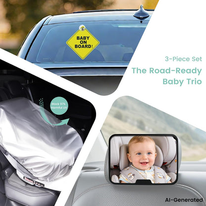 Baby Car Mirror Set, Rotating Shatterproof Mirror for Rear-Facing Babies