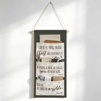 Canvas Wall Hanging Organizer with Pockets Fish Extender Hanging Pouch Dark Floral Door Closet Organizers Fabric Storage Pockets Wall Decoration