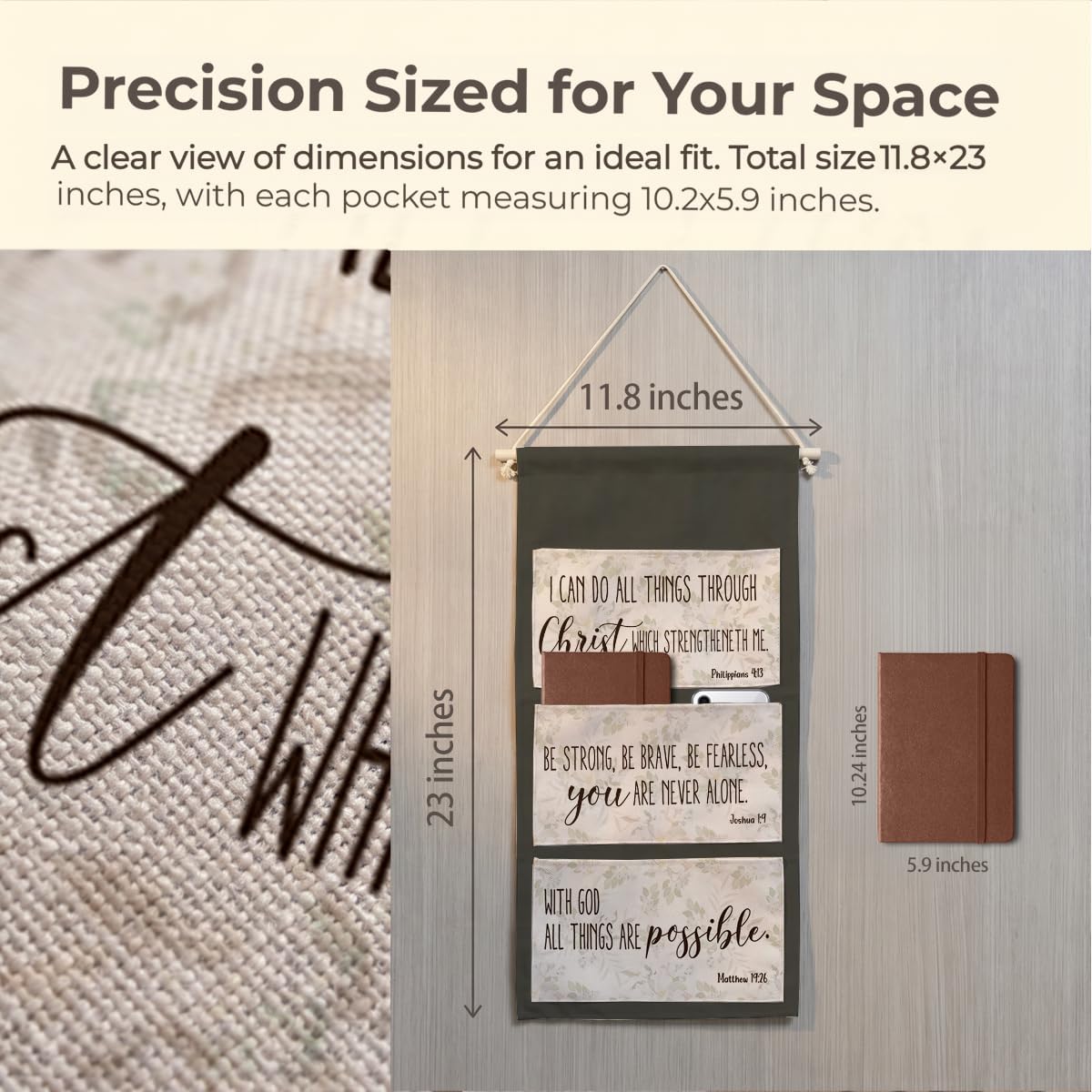 Canvas Wall Hanging Organizer with Pockets Fish Extender Hanging Pouch Dark Floral Door Closet Organizers Fabric Storage Pockets Wall Decoration