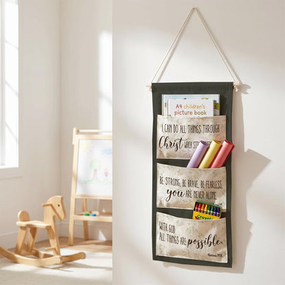 Canvas Wall Hanging Organizer with Pockets Fish Extender Hanging Pouch Dark Floral Door Closet Organizers Fabric Storage Pockets Wall Decoration