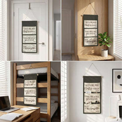 Canvas Wall Hanging Organizer with Pockets Fish Extender Hanging Pouch Dark Floral Door Closet Organizers Fabric Storage Pockets Wall Decoration