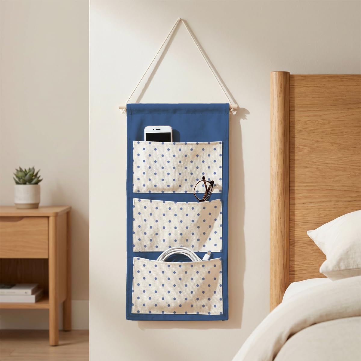 Canvas Wall Hanging Organizer with Pockets Fish Extender Hanging Pouch Dark Floral Door Closet Organizers Fabric Storage Pockets Wall Decoration