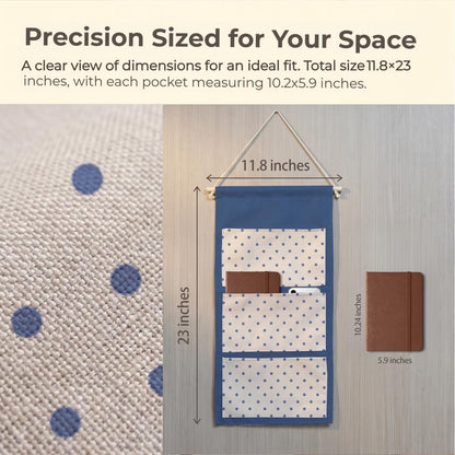 Canvas Wall Hanging Organizer with Pockets Fish Extender Hanging Pouch Dark Floral Door Closet Organizers Fabric Storage Pockets Wall Decoration