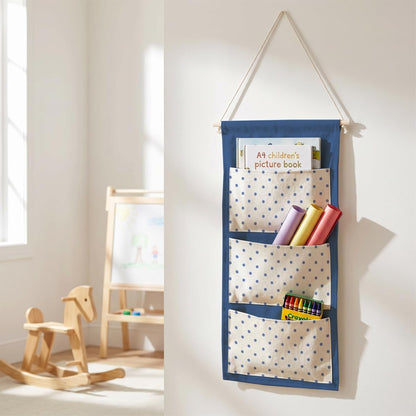 Canvas Wall Hanging Organizer with Pockets Fish Extender Hanging Pouch Dark Floral Door Closet Organizers Fabric Storage Pockets Wall Decoration