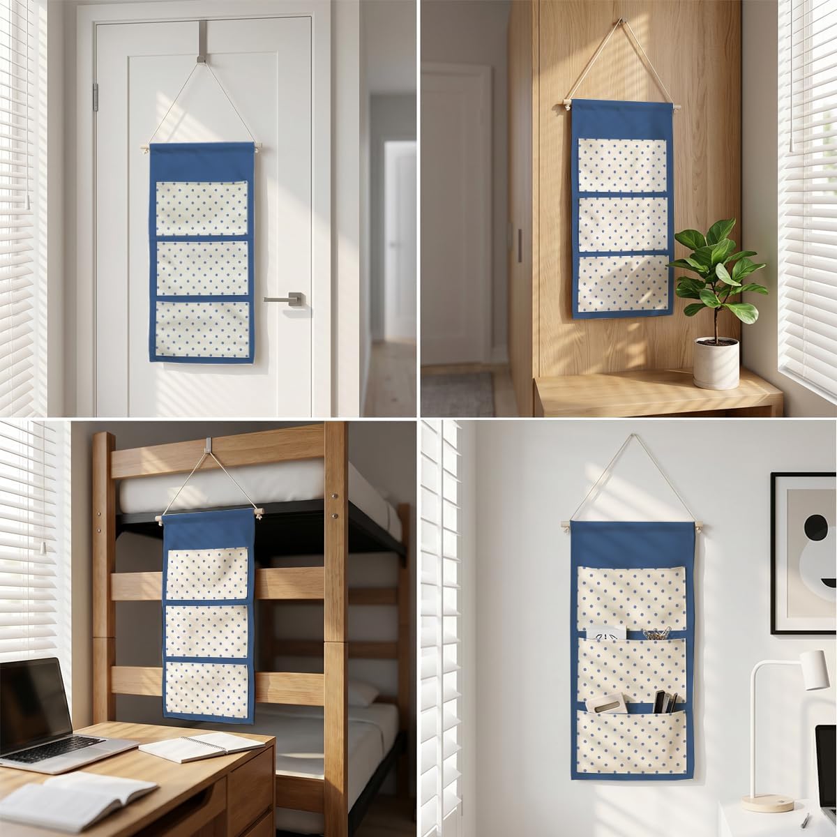 Canvas Wall Hanging Organizer with Pockets Fish Extender Hanging Pouch Dark Floral Door Closet Organizers Fabric Storage Pockets Wall Decoration
