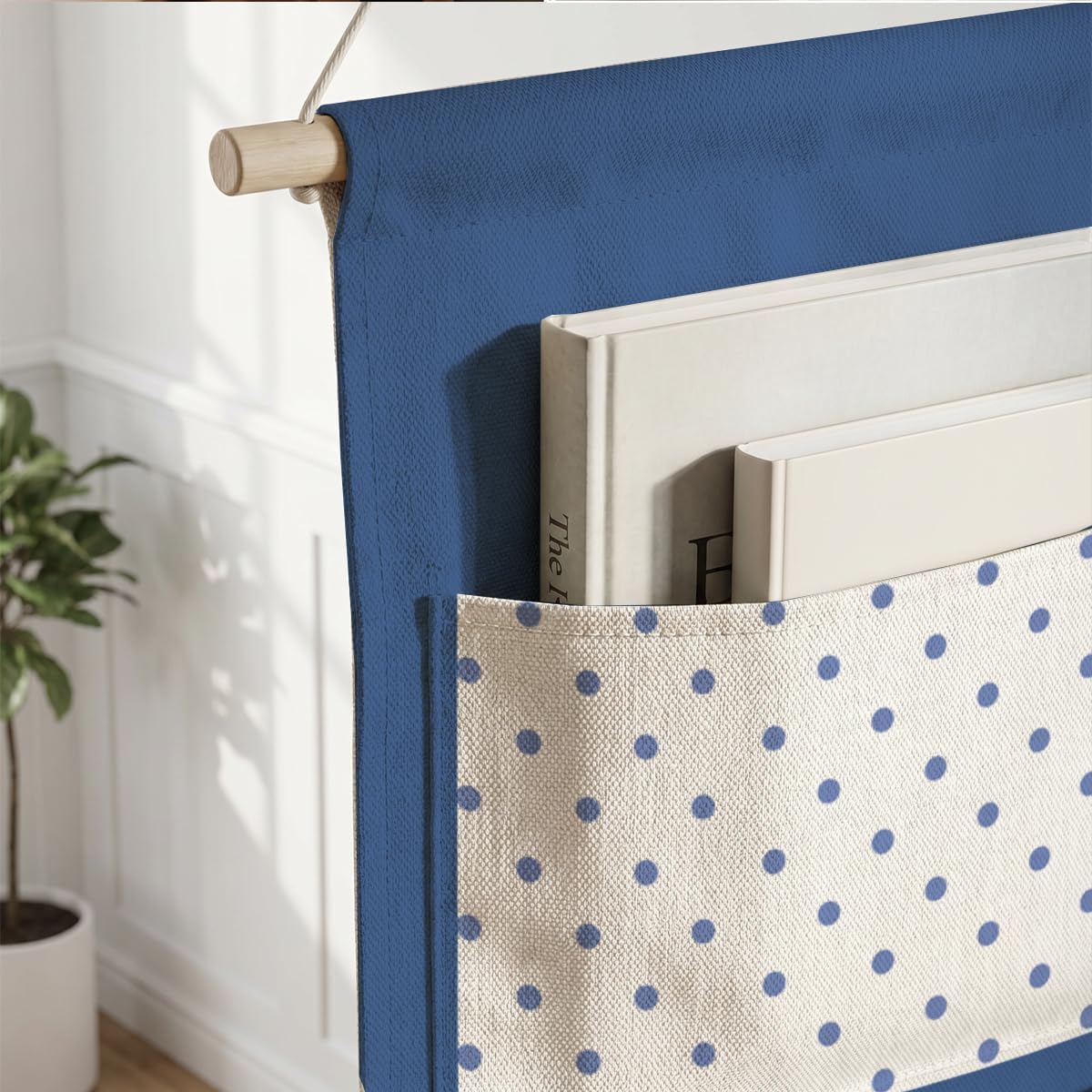 Canvas Wall Hanging Organizer with Pockets Fish Extender Hanging Pouch Dark Floral Door Closet Organizers Fabric Storage Pockets Wall Decoration