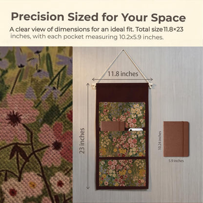 Canvas Wall Hanging Organizer with Pockets Fish Extender Hanging Pouch Dark Floral Door Closet Organizers Fabric Storage Pockets Wall Decoration