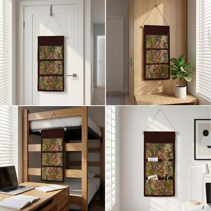 Canvas Wall Hanging Organizer with Pockets Fish Extender Hanging Pouch Dark Floral Door Closet Organizers Fabric Storage Pockets Wall Decoration