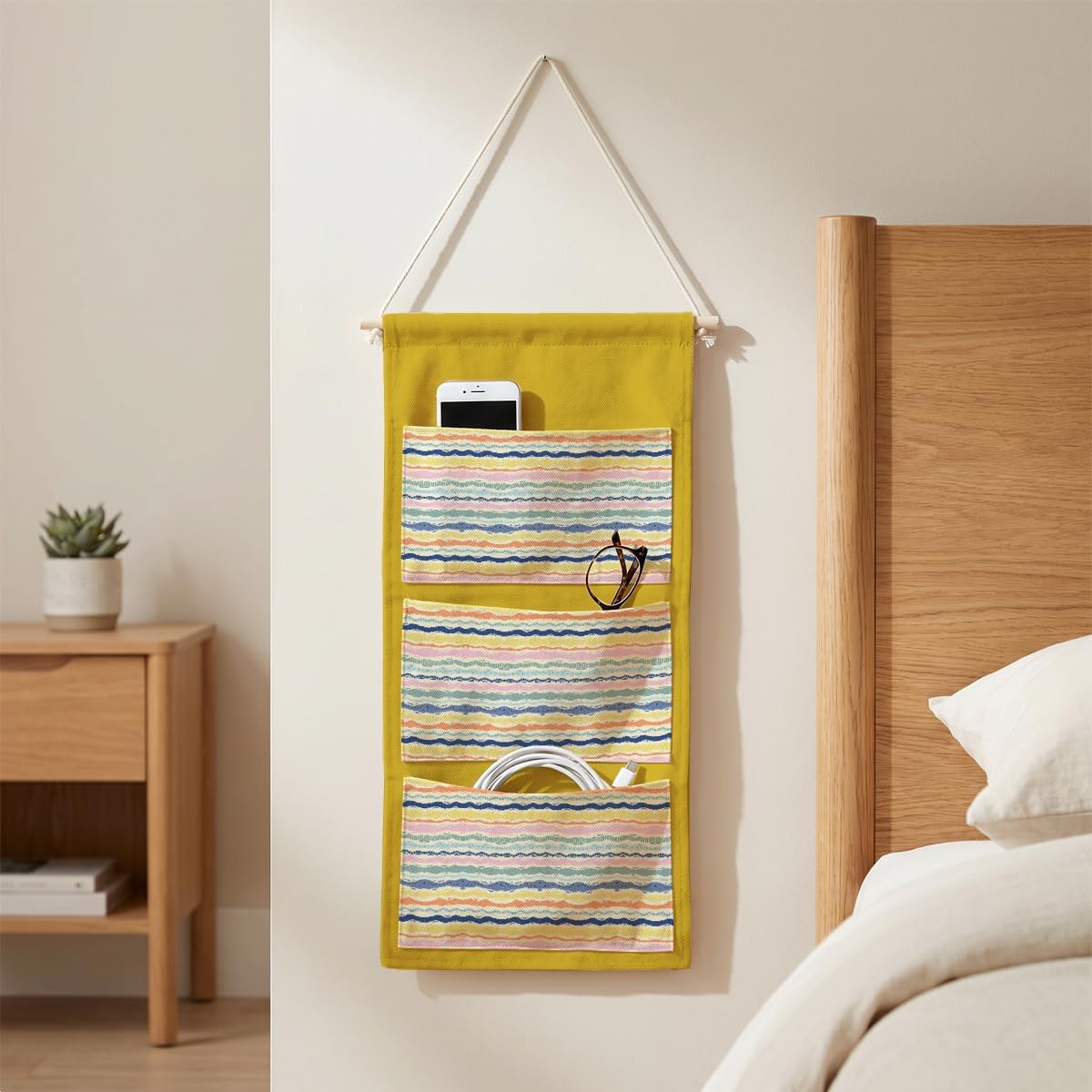 Canvas Wall Hanging Organizer with Pockets Fish Extender Hanging Pouch Dark Floral Door Closet Organizers Fabric Storage Pockets Wall Decoration