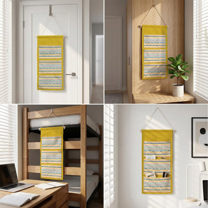 Canvas Wall Hanging Organizer with Pockets Fish Extender Hanging Pouch Dark Floral Door Closet Organizers Fabric Storage Pockets Wall Decoration