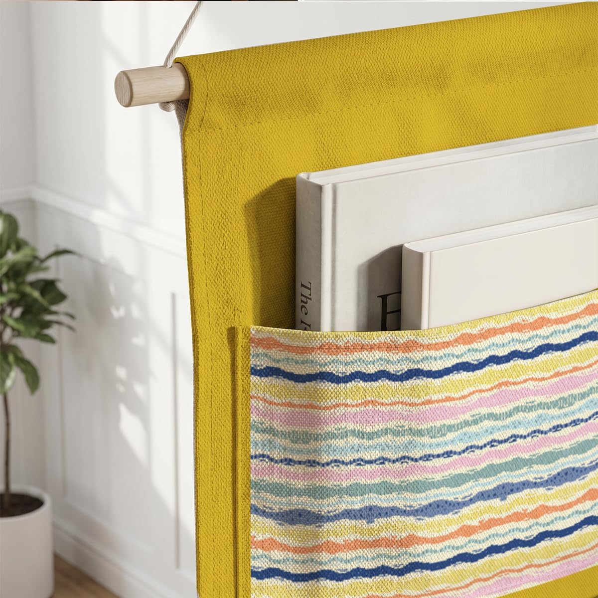 Canvas Wall Hanging Organizer with Pockets Fish Extender Hanging Pouch Dark Floral Door Closet Organizers Fabric Storage Pockets Wall Decoration