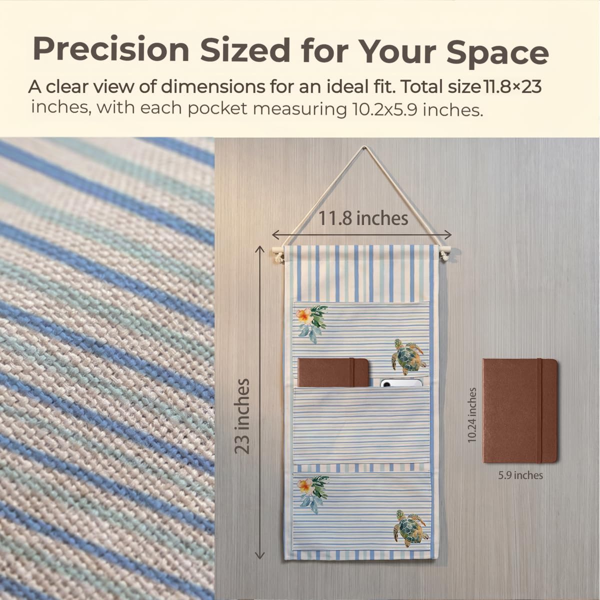 Canvas Wall Hanging Organizer with Pockets Fish Extender Hanging Pouch Dark Floral Door Closet Organizers Fabric Storage Pockets Wall Decoration