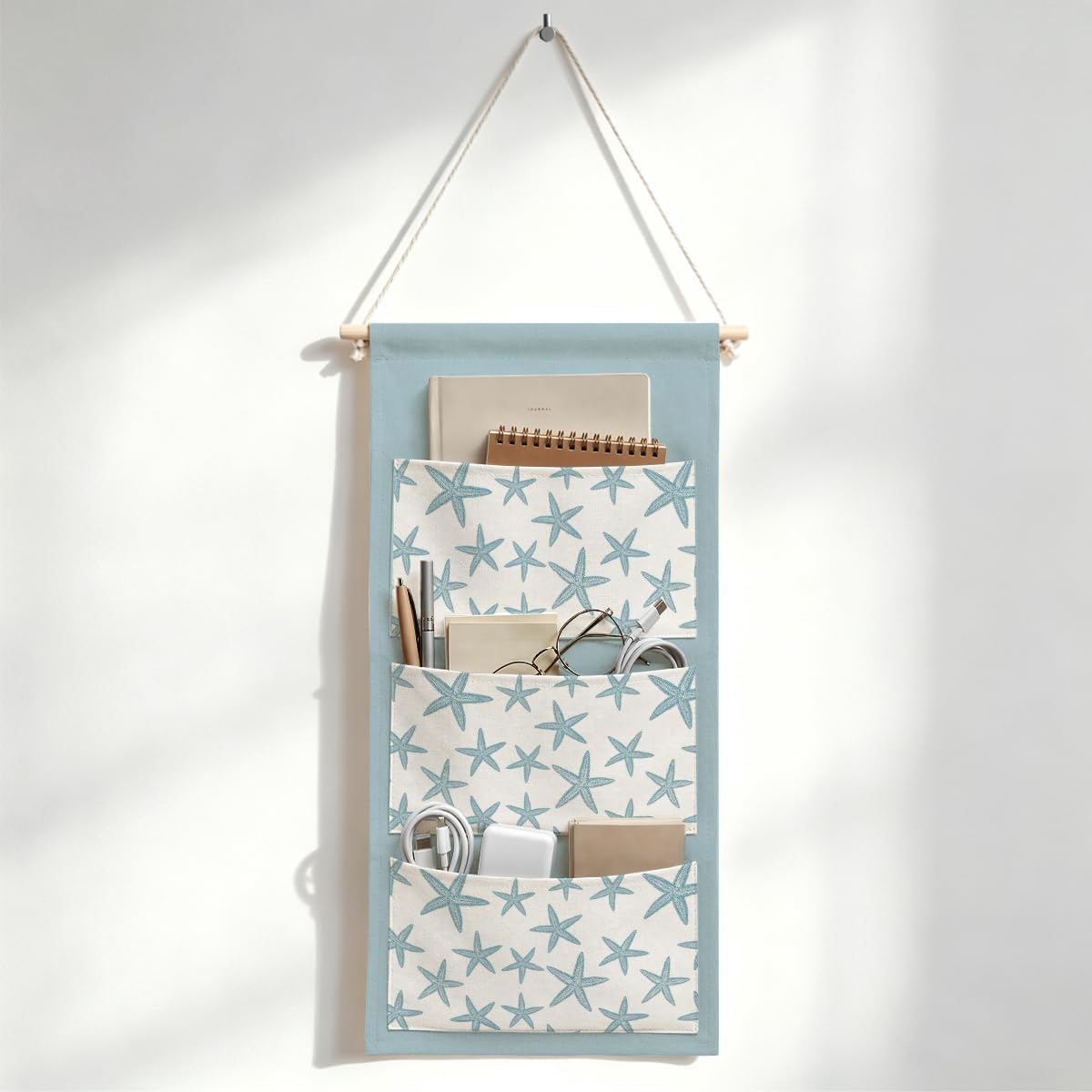 Canvas Wall Hanging Organizer with Pockets Fish Extender Hanging Pouch Dark Floral Door Closet Organizers Fabric Storage Pockets Wall Decoration