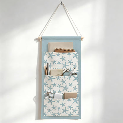 Canvas Wall Hanging Organizer with Pockets Fish Extender Hanging Pouch Dark Floral Door Closet Organizers Fabric Storage Pockets Wall Decoration