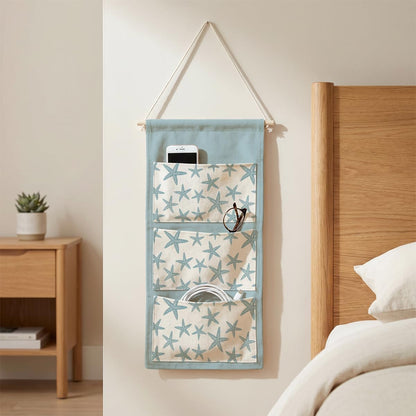 Canvas Wall Hanging Organizer with Pockets Fish Extender Hanging Pouch Dark Floral Door Closet Organizers Fabric Storage Pockets Wall Decoration