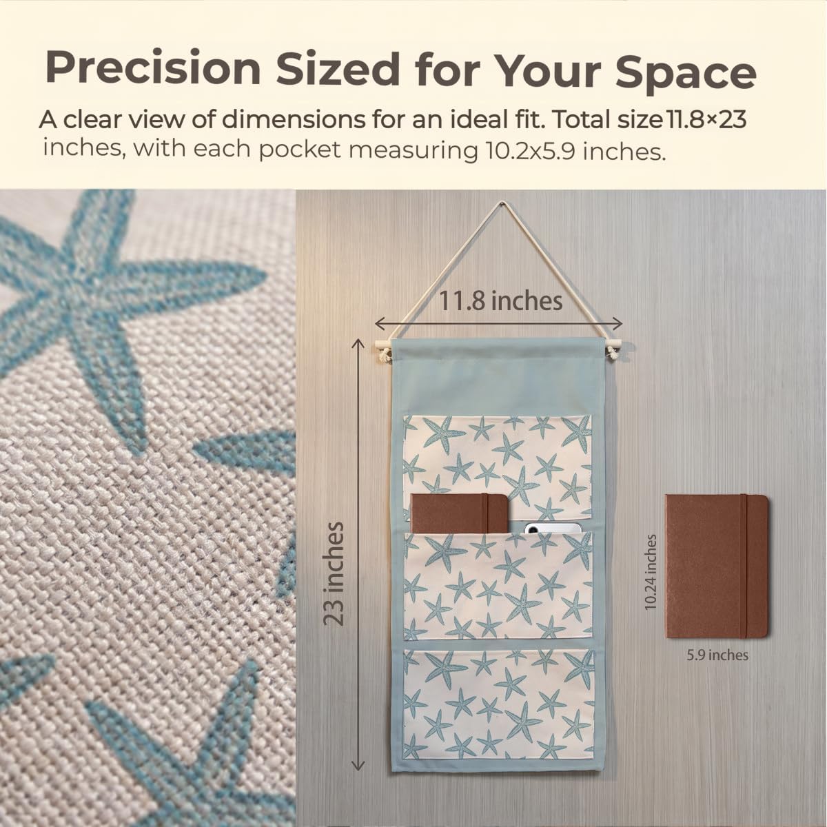 Canvas Wall Hanging Organizer with Pockets Fish Extender Hanging Pouch Dark Floral Door Closet Organizers Fabric Storage Pockets Wall Decoration