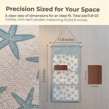 Canvas Wall Hanging Organizer with Pockets Fish Extender Hanging Pouch Dark Floral Door Closet Organizers Fabric Storage Pockets Wall Decoration