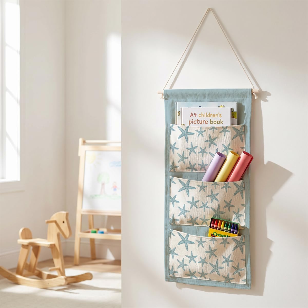 Canvas Wall Hanging Organizer with Pockets Fish Extender Hanging Pouch Dark Floral Door Closet Organizers Fabric Storage Pockets Wall Decoration