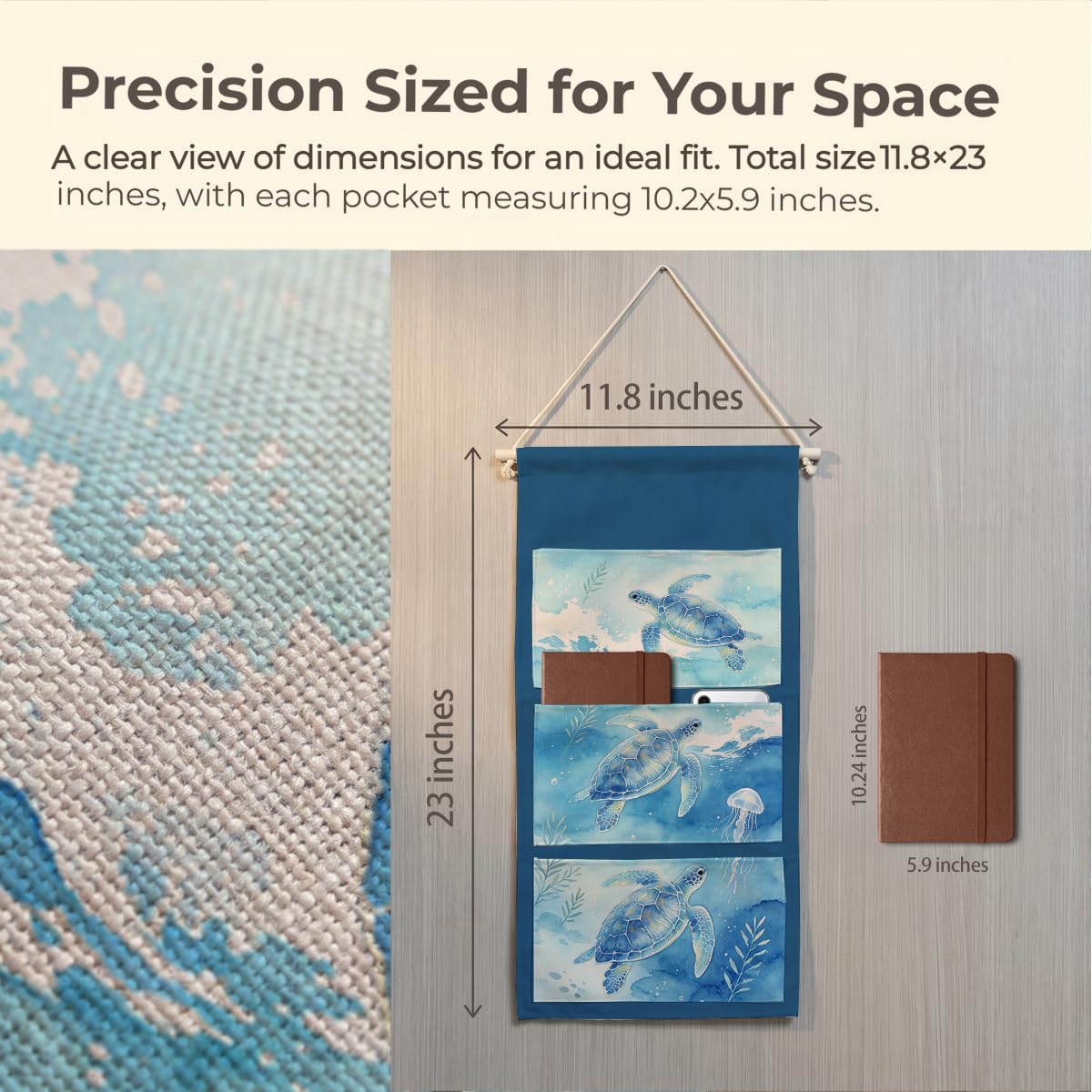 Canvas Wall Hanging Organizer with Pockets Fish Extender Hanging Pouch Dark Floral Door Closet Organizers Fabric Storage Pockets Wall Decoration