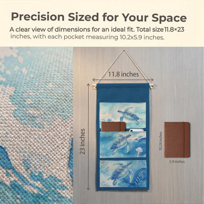 Canvas Wall Hanging Organizer with Pockets Fish Extender Hanging Pouch Dark Floral Door Closet Organizers Fabric Storage Pockets Wall Decoration