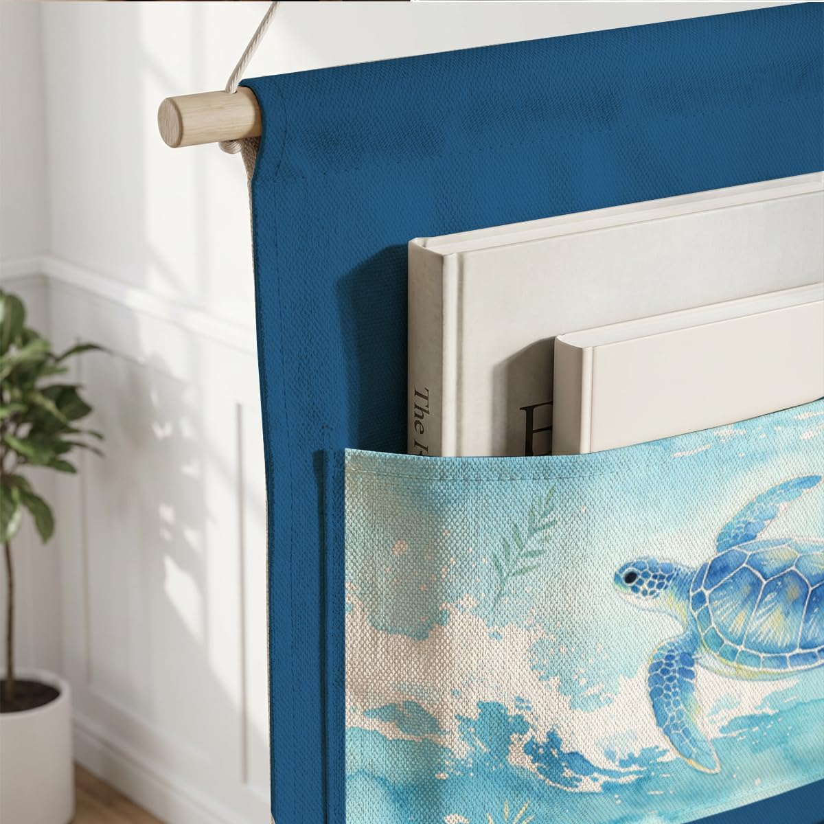 Canvas Wall Hanging Organizer with Pockets Fish Extender Hanging Pouch Dark Floral Door Closet Organizers Fabric Storage Pockets Wall Decoration