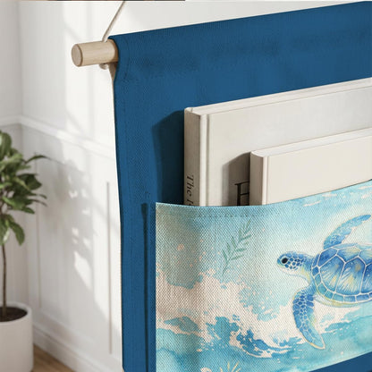 Canvas Wall Hanging Organizer with Pockets Fish Extender Hanging Pouch Dark Floral Door Closet Organizers Fabric Storage Pockets Wall Decoration