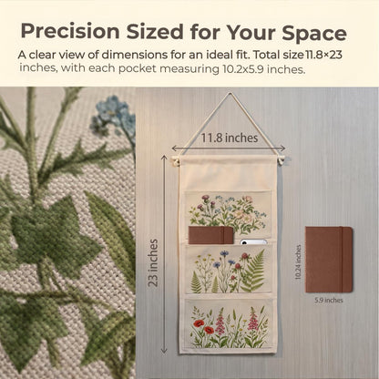Canvas Wall Hanging Organizer with Pockets Fish Extender Hanging Pouch Dark Floral Door Closet Organizers Fabric Storage Pockets Wall Decoration